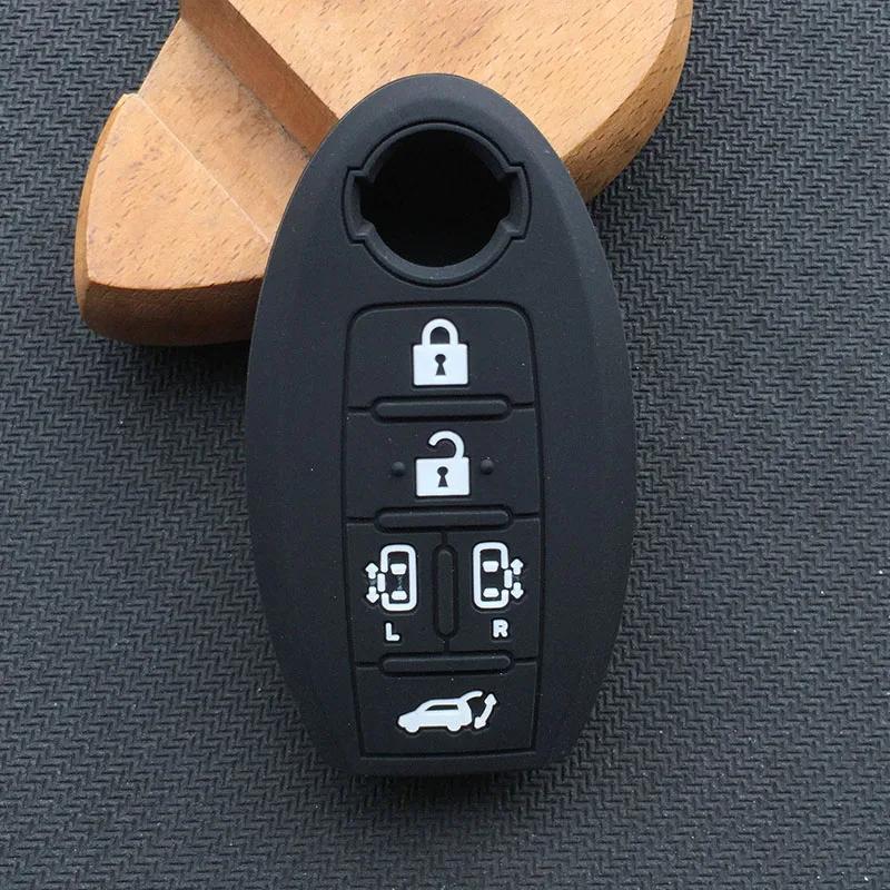 ZAD 5 Buttons Silicone Car Key Case Cover Fob Skin Pocket Protector for Nissan Quest MPV Elgrand Nv200 Evalia Serena Key Holder