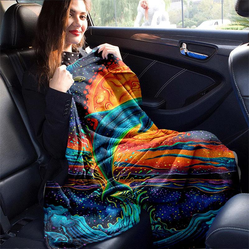 1 Stück Leichtgewichtige Flanelldecke mit Delfin-Aufdruck, Bequeme und Warme Decke, für Camping, Sofa, Bett und Couch, Büro, für Alle Jahreszeiten