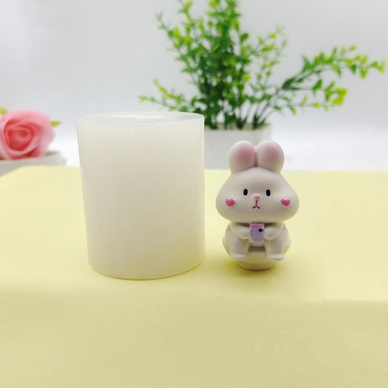 Cartoon Rabbits Silicone Molds Crafts Ornament Plasters Mold Handmade Scented Candle Mould Home Decorations Tool