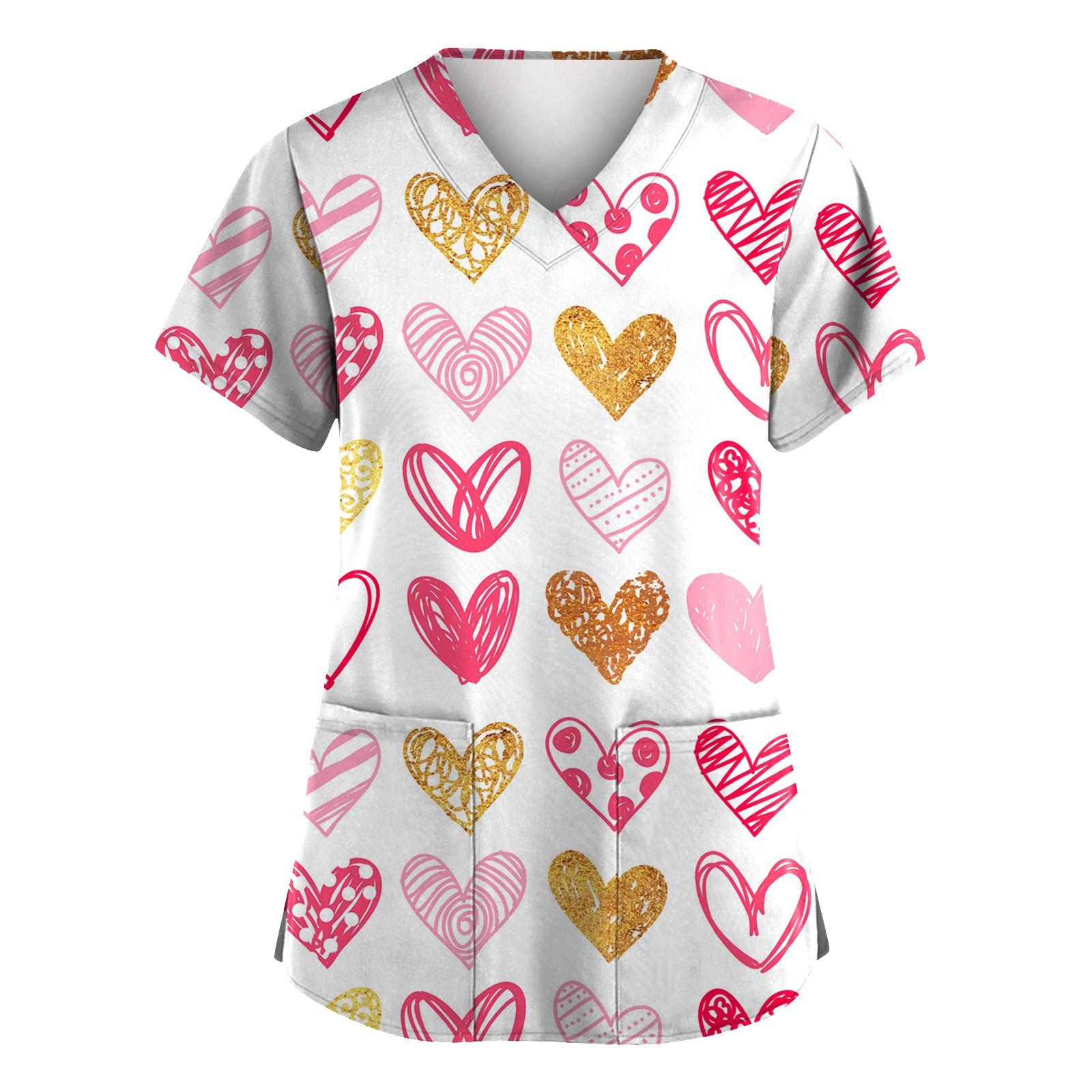 

Женские модные комбинезоны с коротким рукавом и V-образным вырезом, с карманами, на День святого Валентина, с принтом, топы, одежда XL