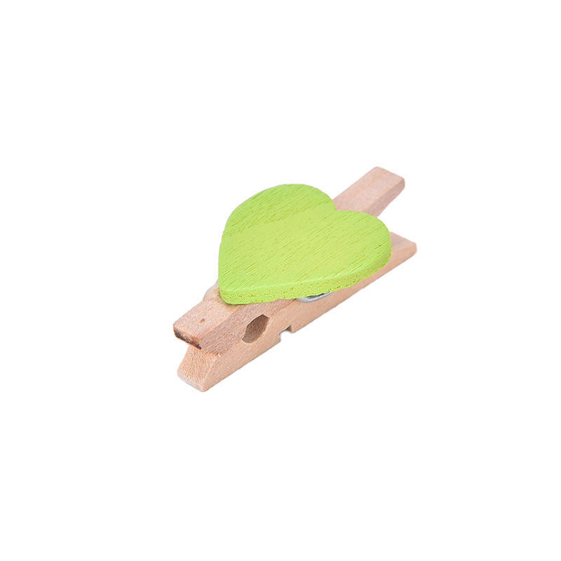 20Pcs Mini Cute Heart Wooden Pegs Photo Clips Room Wedding Craft Decor