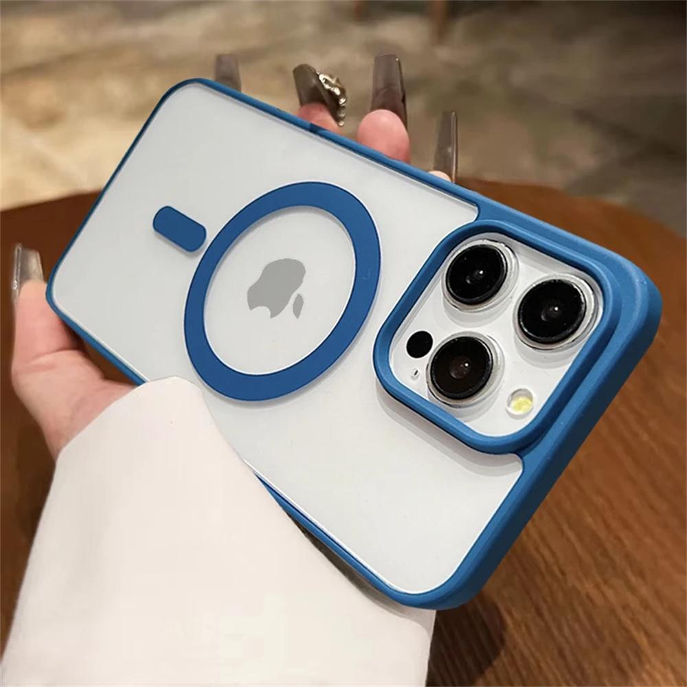 For iPhone 16 15 14 13 12 11 Pro X XS XR Max 7 8 Plus Mini Luxury Magsafe Transparent Case Magnetic Wireless Charge Phone Cover
