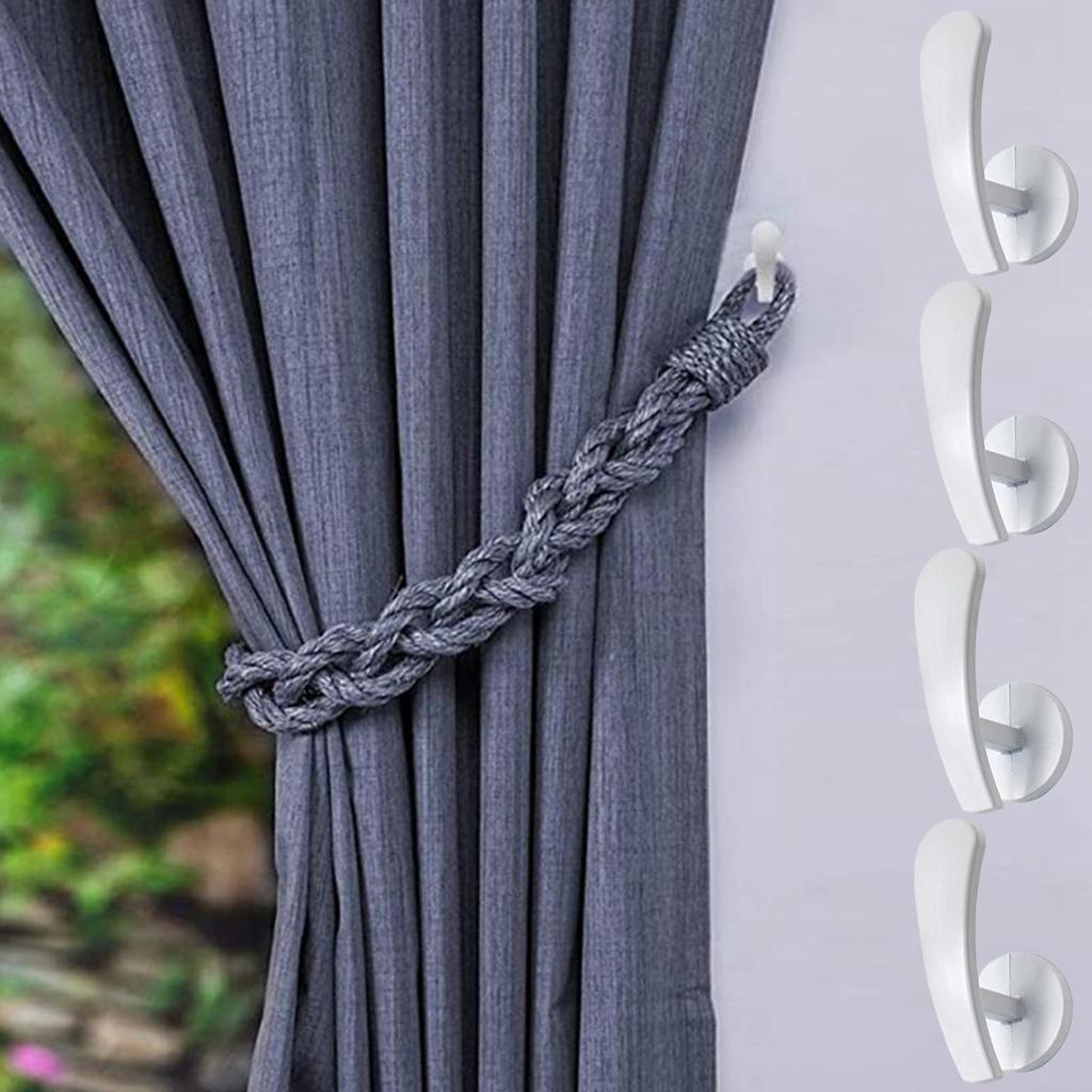 Drape Wall Hooks Drape Holders Wall Mount Hooks Holdbacks 4X Decorative Window Drapery Tiebacks Home Decorations Drapery