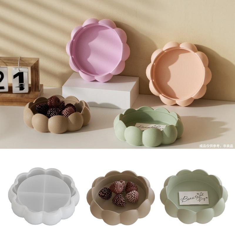Wonderful Bubble Beads Aromatherapy Plaster Storage Tray Silicone Mold Diy Lotus Flower Lace Plate Ornament Drip Moulds