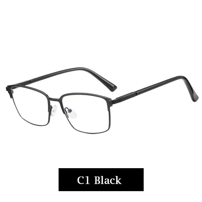 Business Casual Men's Presbyopic Glasses Anti Blue Light Reading Eyeglasses Browline Frame Clear Glass Prescription 0 to 6.0