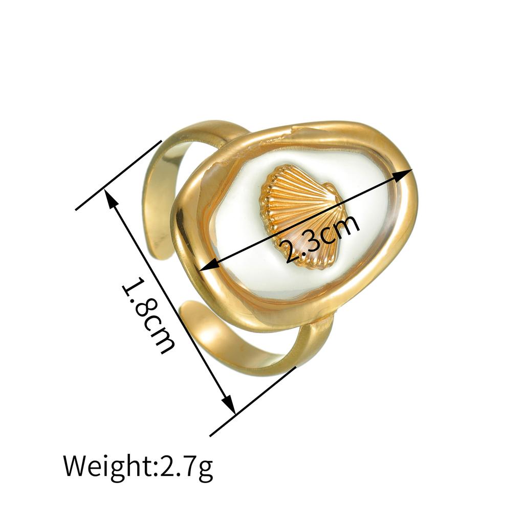 Freeteeme Ocean Element Ring for Women Men Stainless Steel Gold Color Starfish Shell Open Rings Sea Series Jewelry Couple Gift