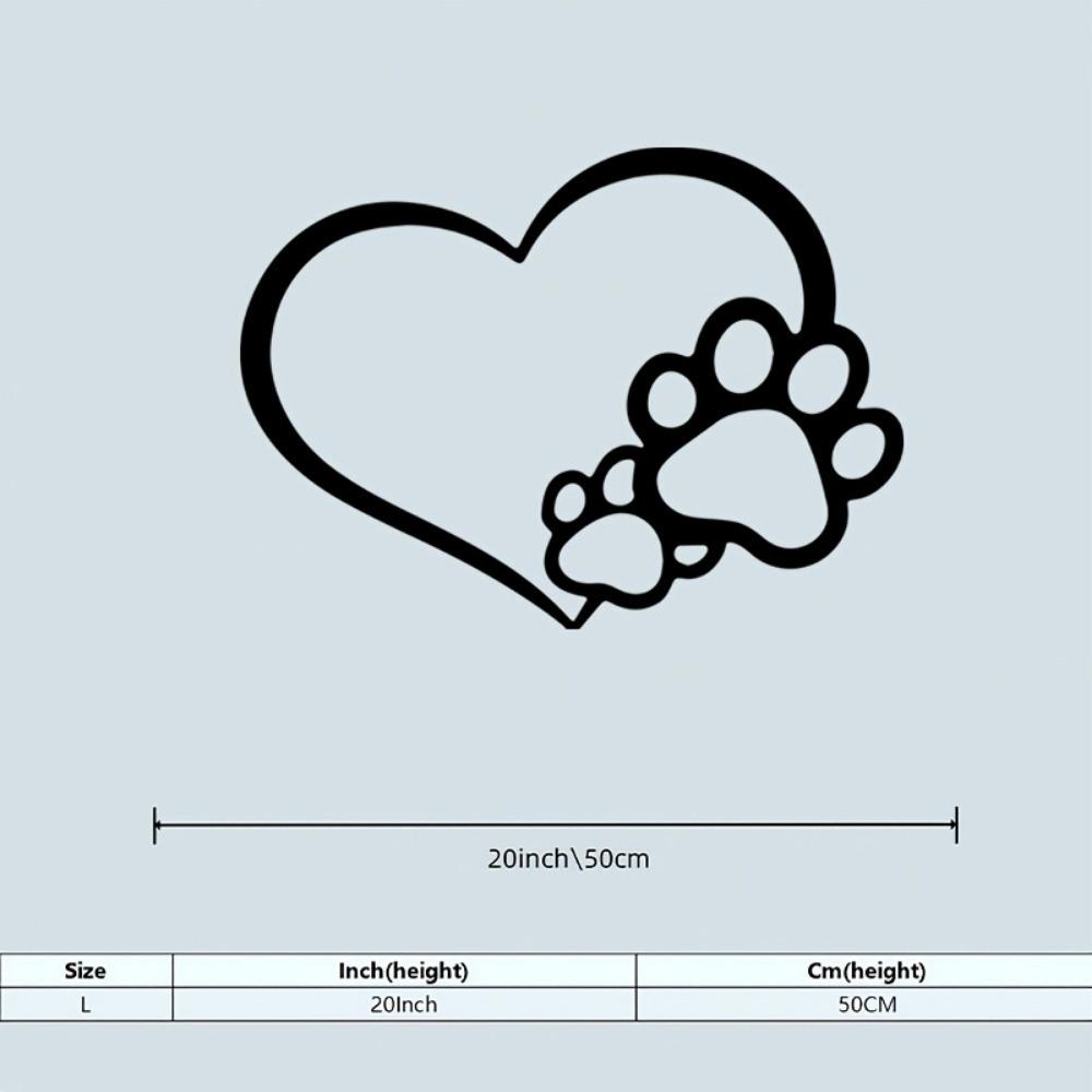 Vintage Iron Wall Art Heart Paw Print Metal Sculpture Pet Lover Shadow Decor Rustproof Minimalist Ornament for Living Room Bedroom Farmhouse Easy Hang