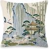 Elegant Asian Landscape Pillow Cover 40x40cm Oriental Chinese Art Bamboo Zen Decor Cushion Home Decor Accent