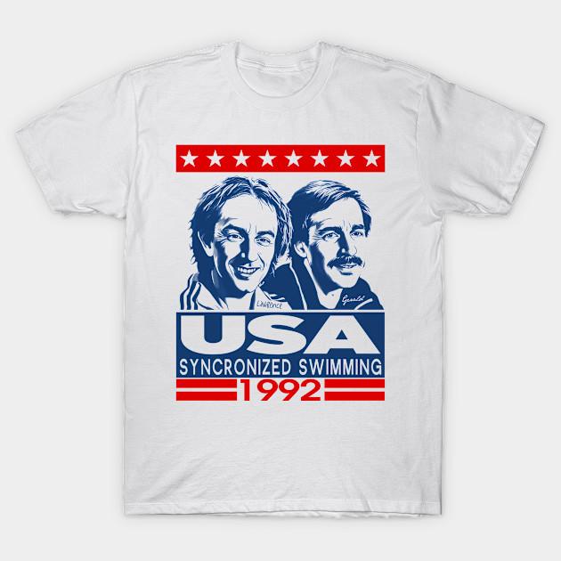 

Men Black Print T-shirt Usa Synchronized Swimming - Gerald And Lawrence No-Cut Transfer Paper Print Cotton Tshirt M