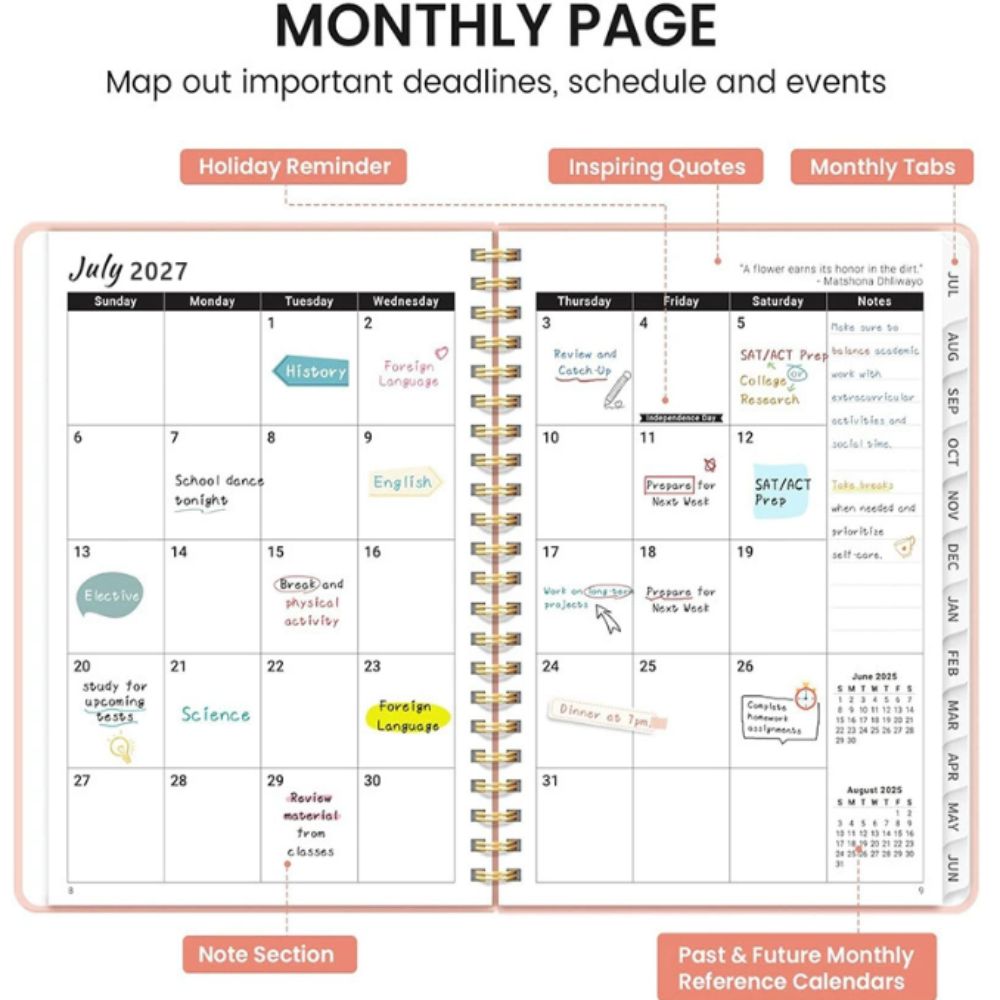 A5 A5 Size Weekly Monthly Agenda Coil Binding A5 Organizer Yearly Planner Task Arrangement