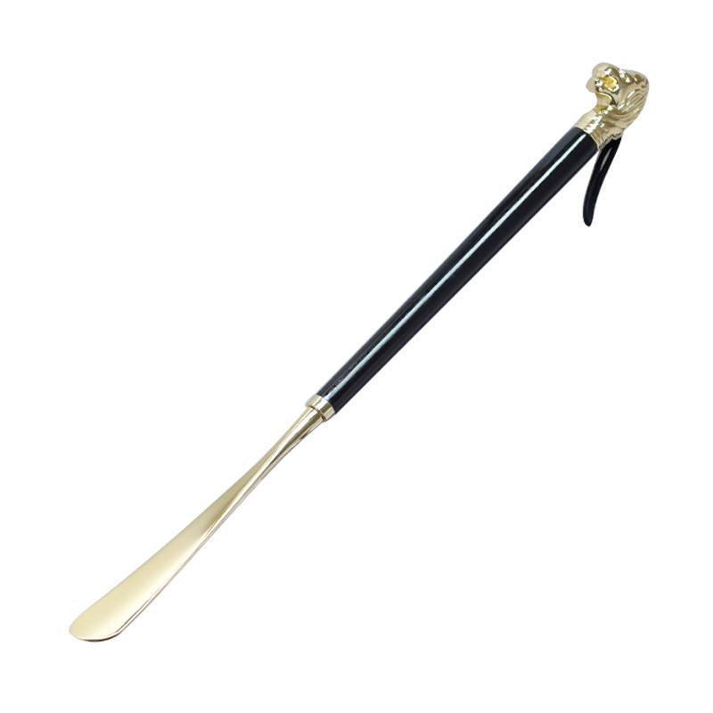 Metal Alloy Lion & Horse Head Zodiac Solid Wood Long Shoehorn