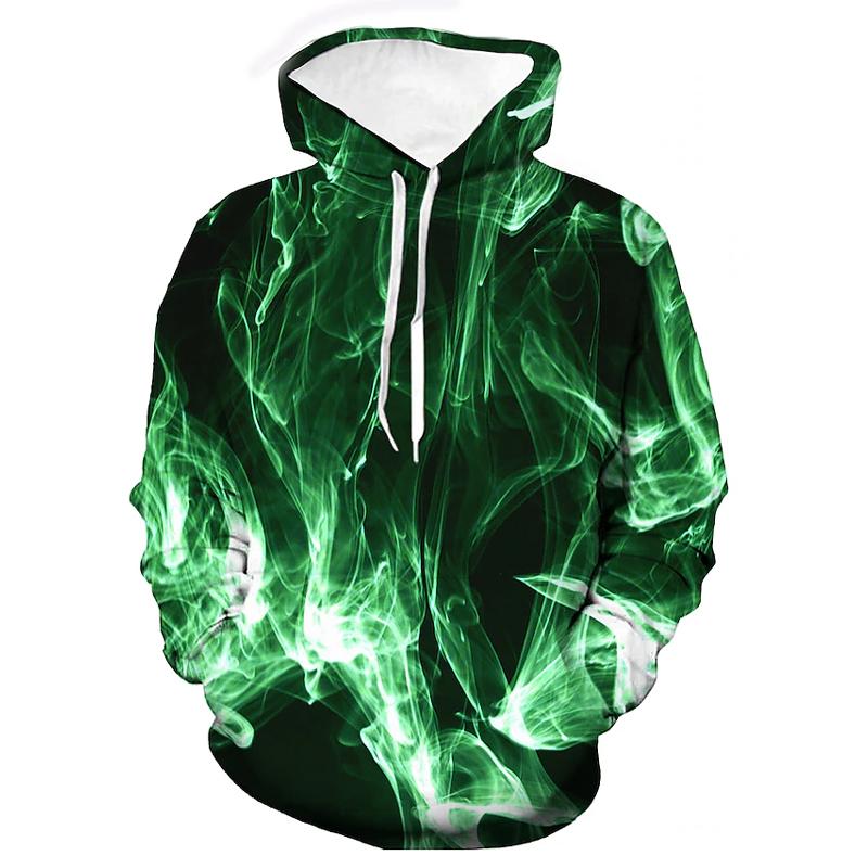 Men's Hoodie Pullover Sweatshirt Hooded Graphic Flame Casual Spring & Fall Clothing