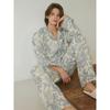 Lunaluz Men S Double Gauze Long Sleeve Collar pajamaS Set