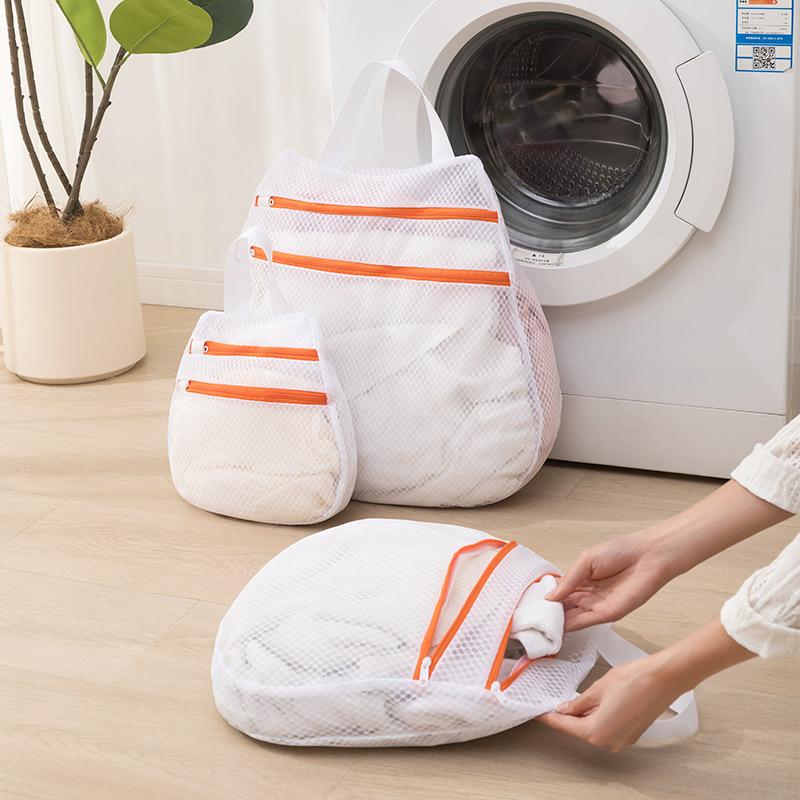 Mesh Laundry Bag Set,Double-Layer Zipper Coarse Mesh Sandwich Bra Bag,Can Hanging Bags Underwear Washing Machines Laundry Bag