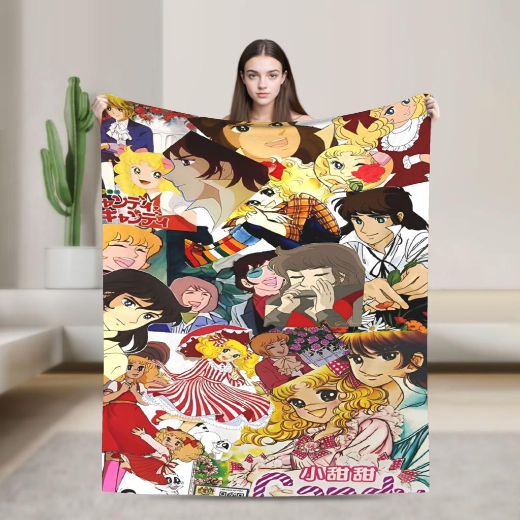 Candy Candy And Terry Anime Blanket  Warm Soft Funny Plush Bedding Throws For Couch Bed Travel Flannel Bedspread Bed Cover