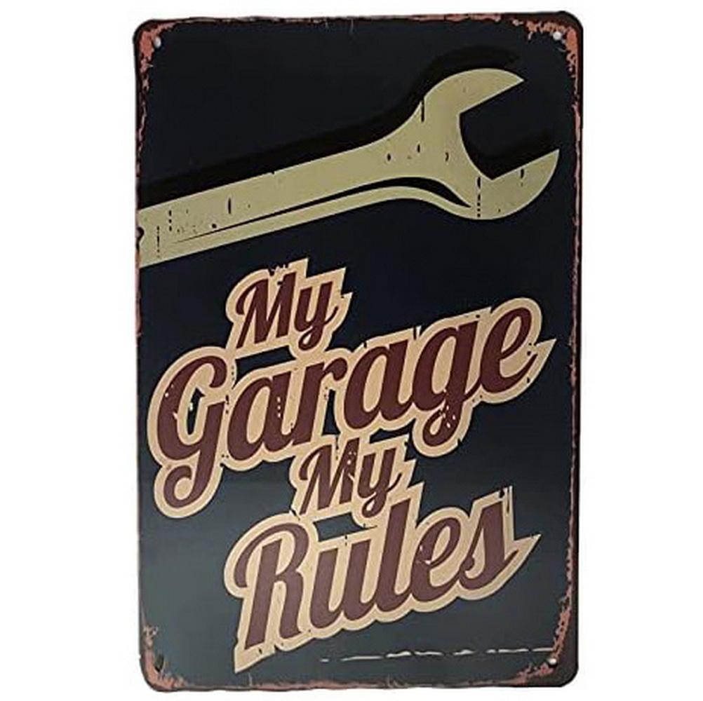 My Garage My Rules Metal Tin Signs Vintage Posters Plate Wall Decor for Garage Repair Shop Bars Cafe Clubs Pubs Retro Decoration