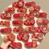 4Pcs  Year Plush Pony Hairpin Atmosphere Bb Clip Cute Cartoon Year Of The Horse Hair Clips Red Series Hair Accessories Gifts