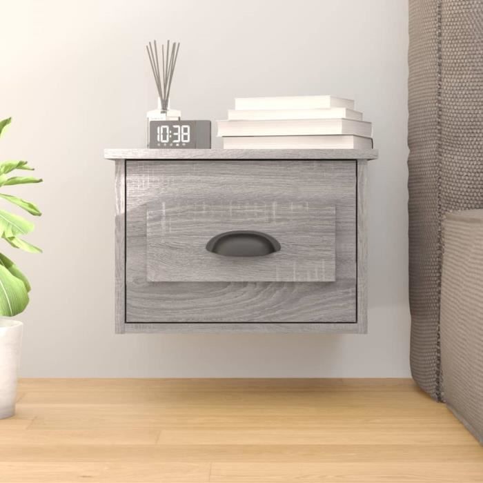 VidaXL Wall-mounted Bedside Table Sonoma Grey 41.5x36x28 Cm 816388