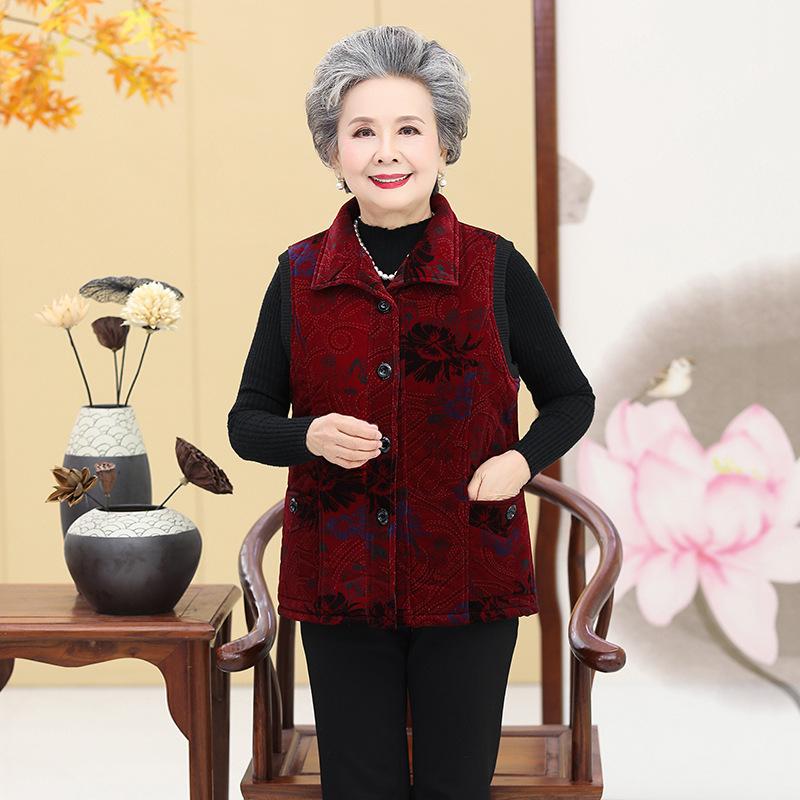 

Зимний наряд бабушки с плюшевым и толстым жилетом, жилеткой без рукавов для пожилых женщин, мамой с хлопковой курткой XXL