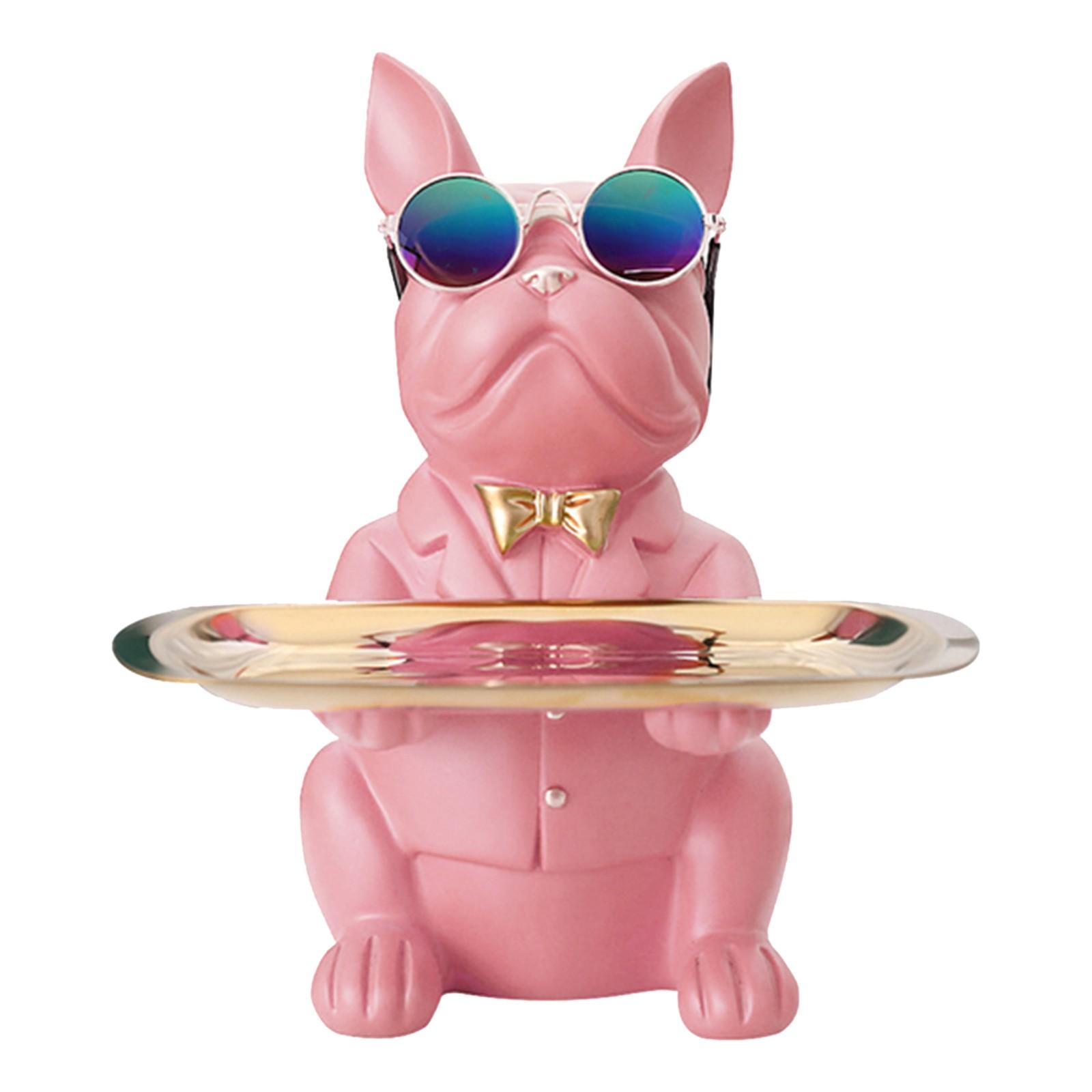 

Прохладная скульптура собаки из смолы, декоративная фигурка бульдога, лоток для хранения монет, банк для входных ключей, держатель для закусок, статуя современного искусства для дома One Size