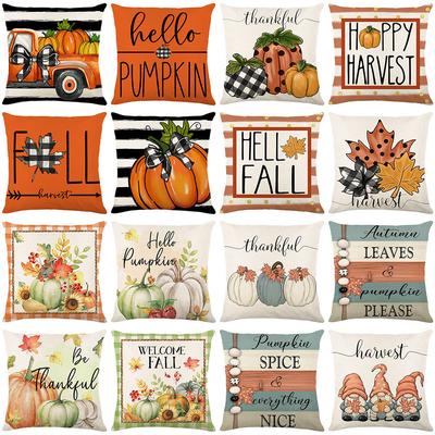 Thanksgiving Autumn Pumpkin Linen Throw Pillow Cover Home Decor Cushion Cushion Cover