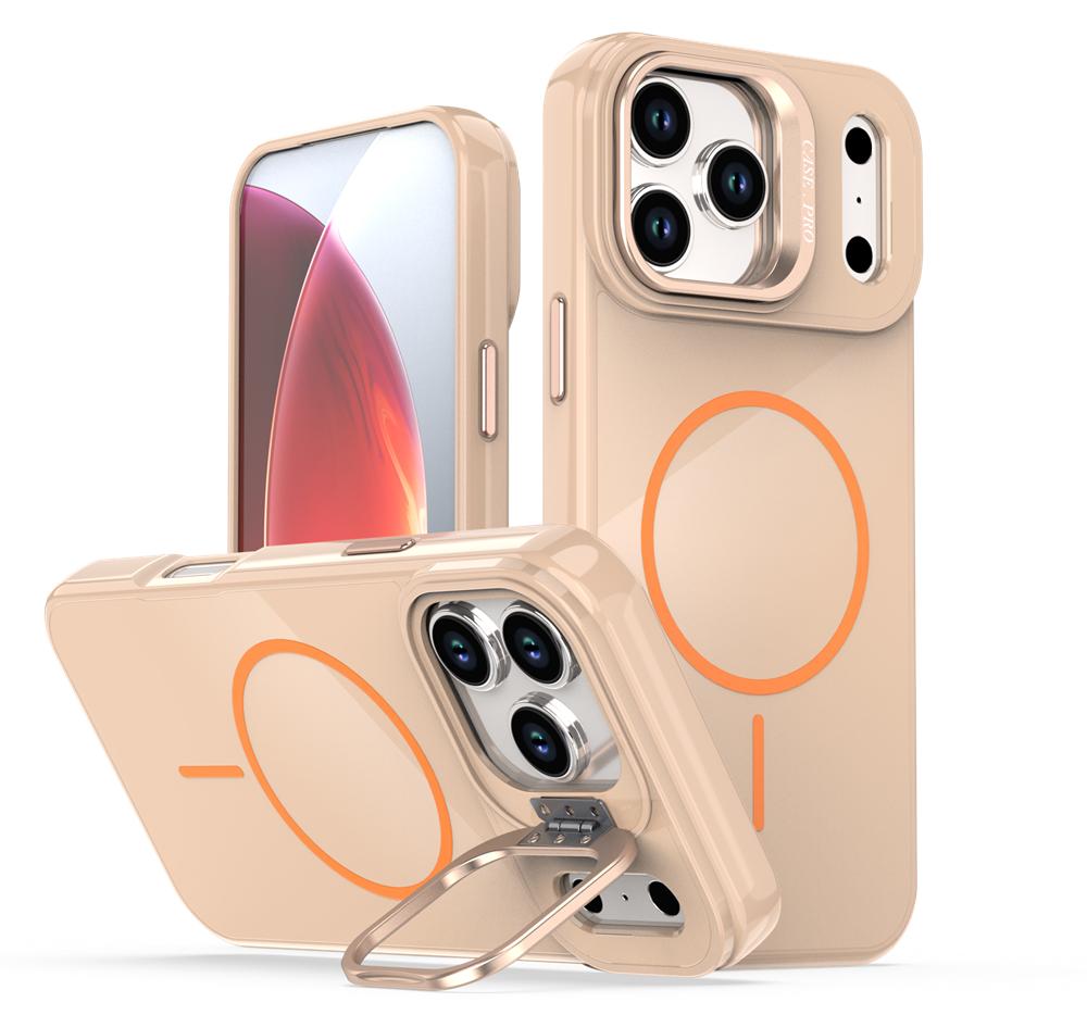 Metal Lens Stand Magnetic For Magsafe Phone Case For iPhone 17 Pro Max Air 16 Plus 15 14 13 12 11 Silicone Wireless Charge Cover