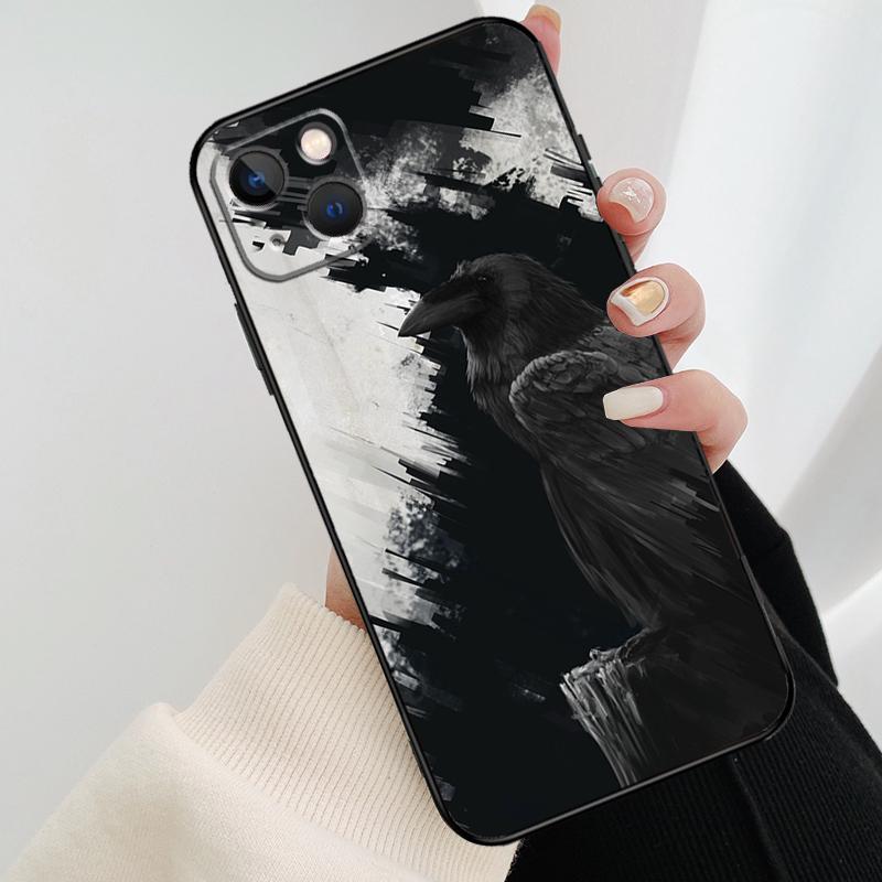 Crow Raven Dark Skull Case For iPhone 12 11 13 14 15 16 Pro Max Mini Cover For iPhone XR X XS Max Plus Phone Case