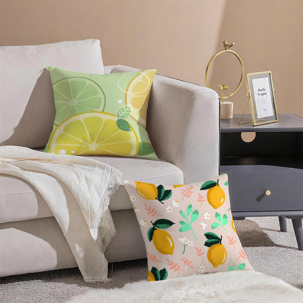 Pastoral simple Handdrawn lemon Cushion Cover Throw Pillow Cover Hidden Button Durable Polyester Chair Cushion