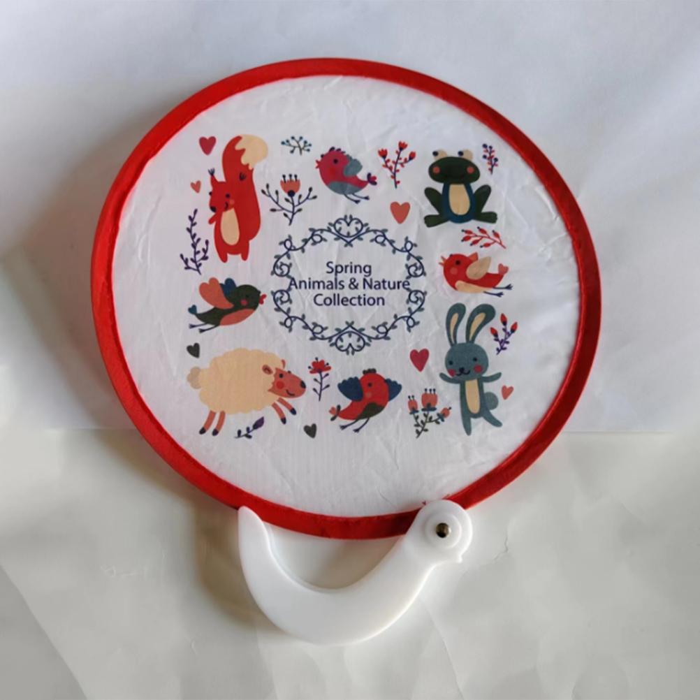 Folding Fan Small Cartoon Fans Bulk Round Hand Summer Foldable Japanese with Handle Handheld