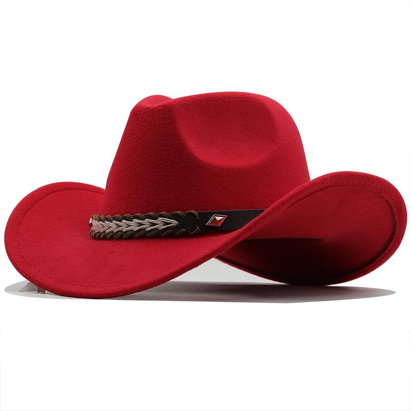 Unisex Adults Woolen Western Cowboy Hat