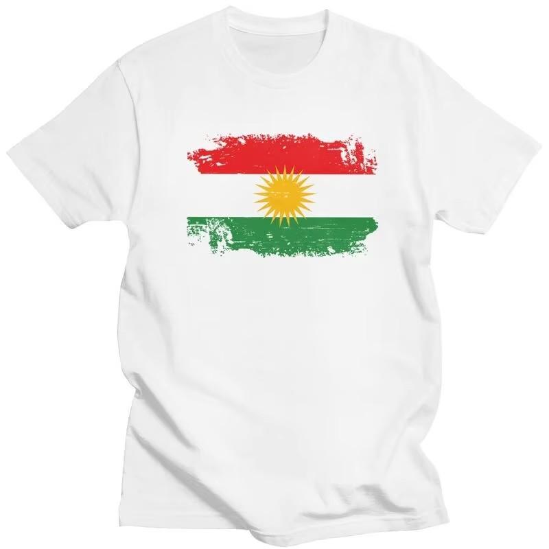 Kurdistan Flag Print T-Shirt Unisex Short Sleeve Cotton Casual Streetwear Tee