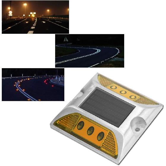 LED Road Reflector,Solar Power Ground Marker Lights,Waterproof Outdoor Driveway Road Highway Spike Lamp,Road Ground Light for for