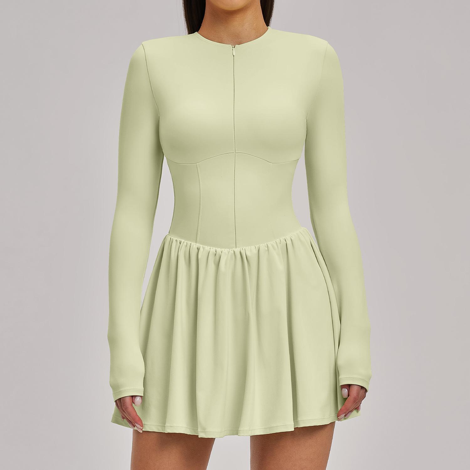 Summer Nude Fake Two-piece Tennis Skirt Bottoming Anti exposure Fitness Pocket Skirt Sports Dress S