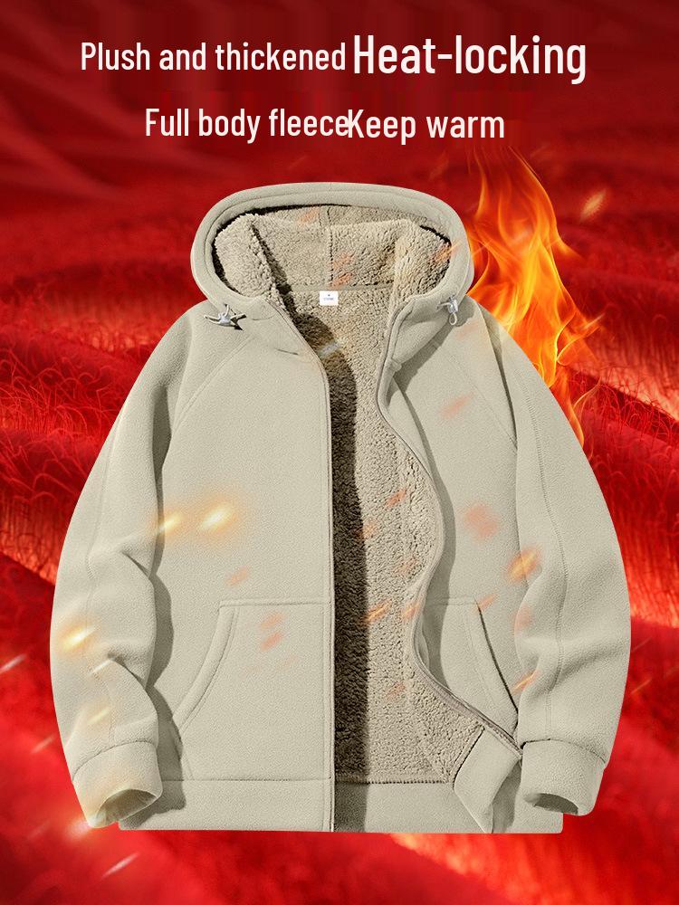 Men's 2026 Plus Velvet Thick 700G Lambswool Hooded Fleece Jacket