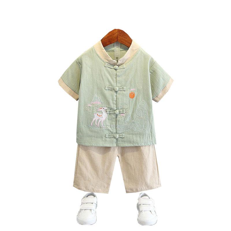 Children's Clothing Boys Hanbok Chinese Style Children Tang Suit Children Suit Baby Baby Summer Short-sleeved Retro Two-piece Set