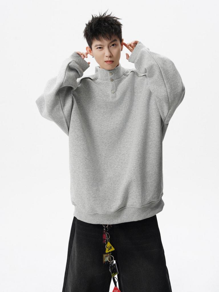 Men's Loose-Fit Streetwear Hoodie: High-End Patchwork Stand-Up Collar, Spring/Autumn Casual Jacket