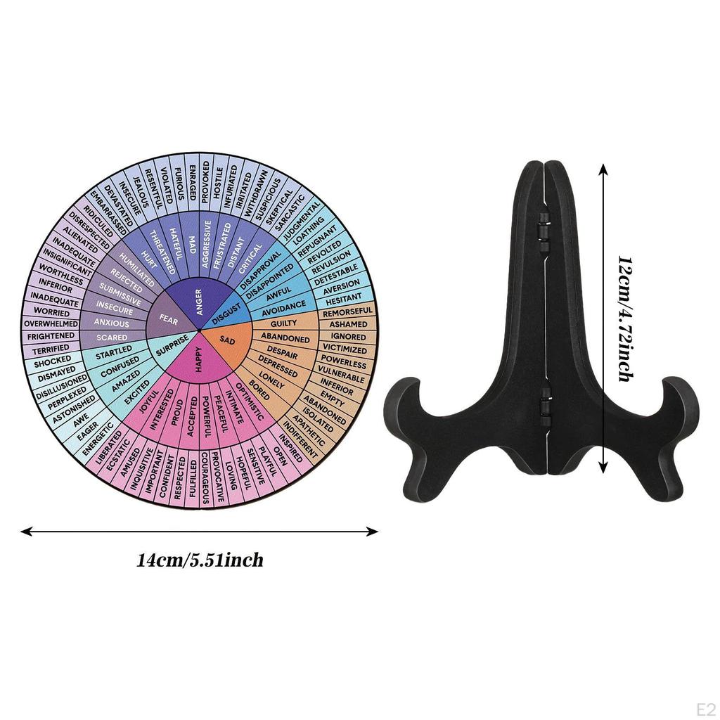 2 Pack Emotion Wheels, Learning Toy for Desk Decoration, Round Boards with Stand Desk,