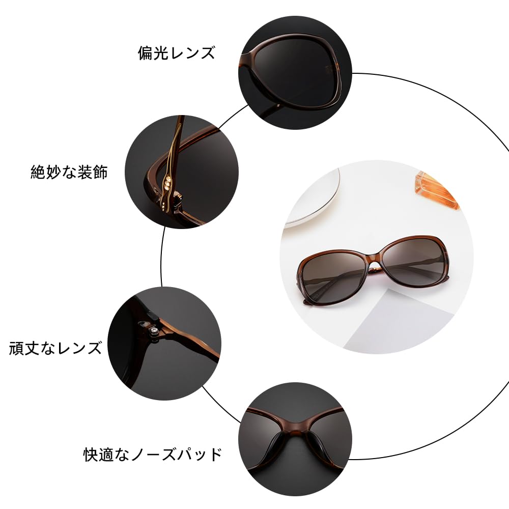 Feisedy TAC Polarizado Cool e Cravejado UV UV400 Menor B1310 Óculos de Sol Femininos, Fashion, Elegante, Armação, Proteção, Proteção, Rosto, Viagem,