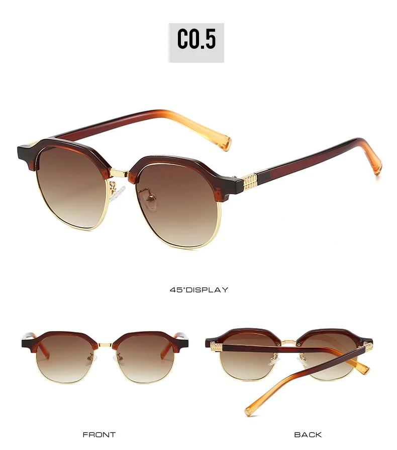New Half Frame Sunglasses Man Woman Luxury Designer Sun Glasses High Quality Male Retro Eyewear Metal