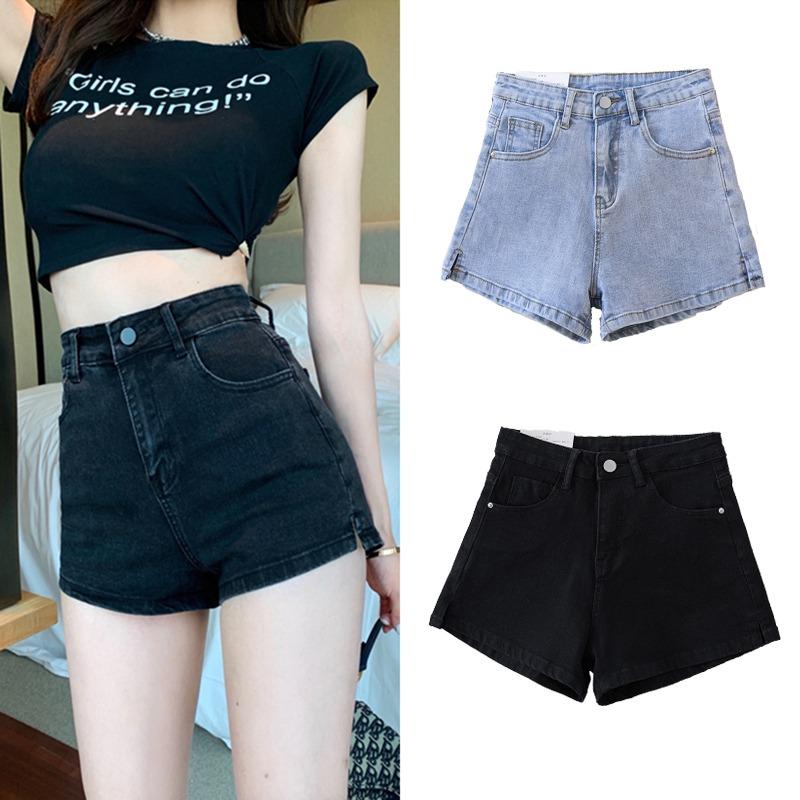 Sommer Vintage Hohe Taille Denim Shorts Frauen Mode Gerade Sexy Frauen Jeans Hosen Casual Solide Hot Breite Bein Jean Shorts weibliche 24213