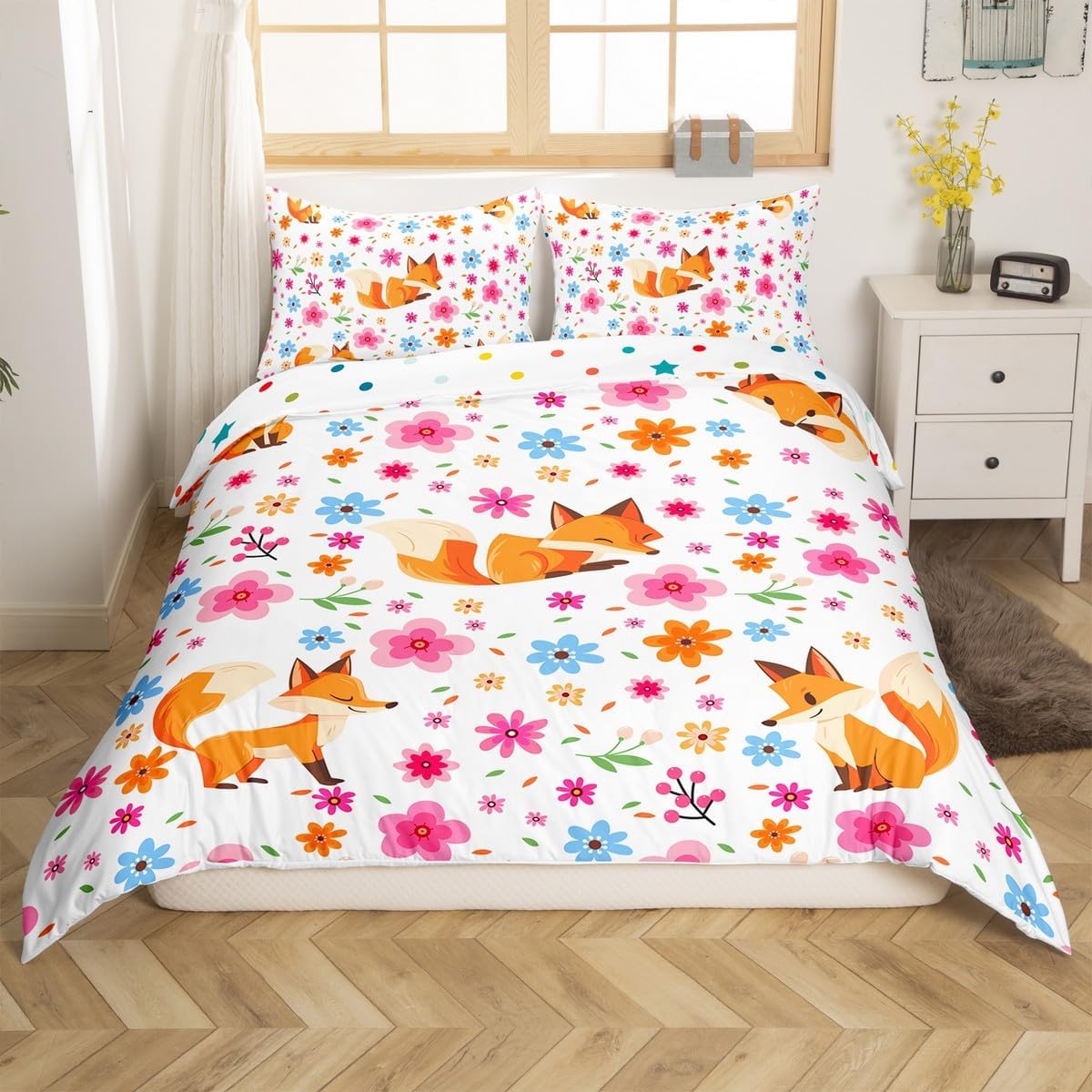 

Dopamine Colorful Printed Duvet Cover Queen King Cute Animal Quilt Cover Bedding Set Kids Girls Boys 3 Pcs With 2 Pillowcases EU Single(135x200cm)