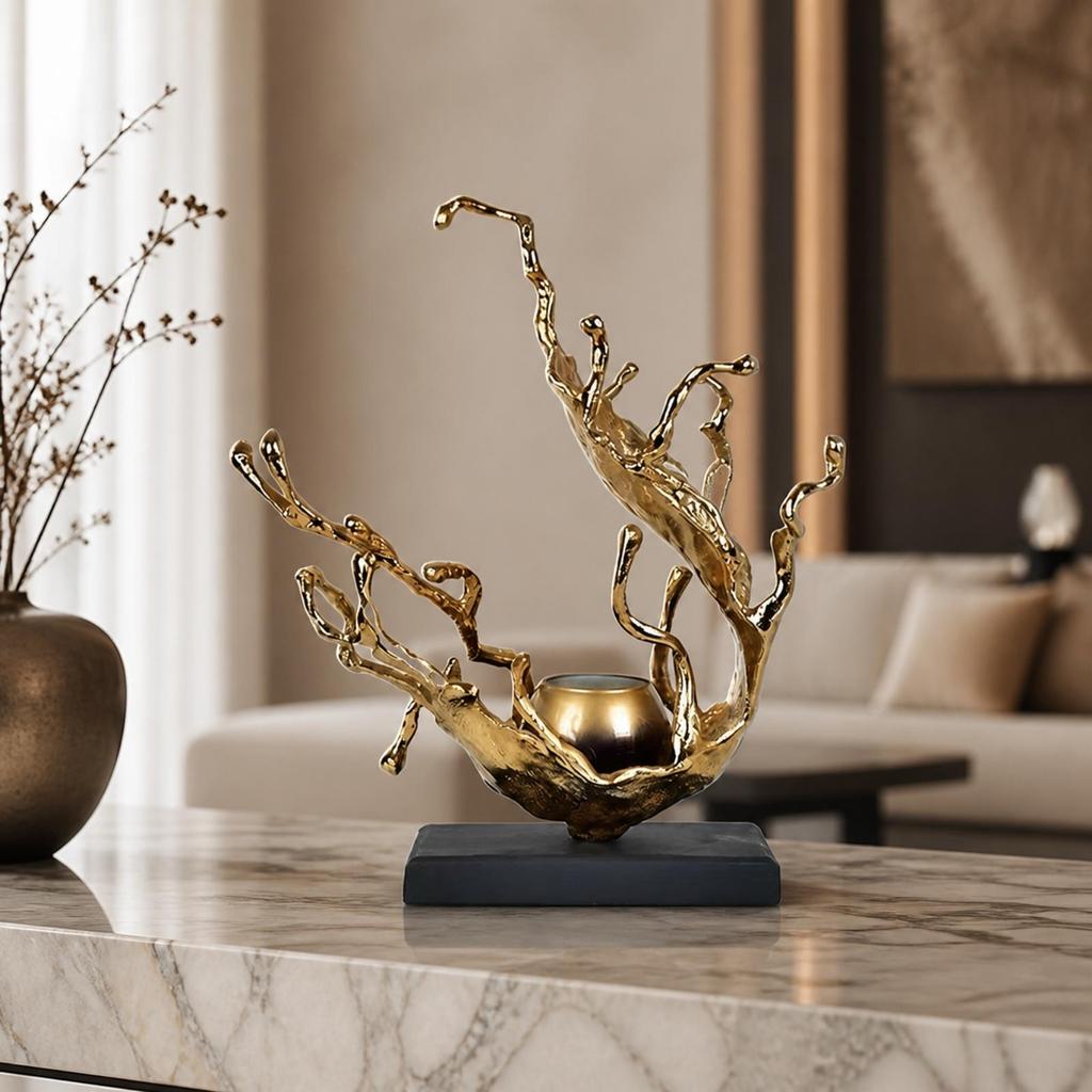 Sculptural Aluminum Candle Holder Versatile for Living Room