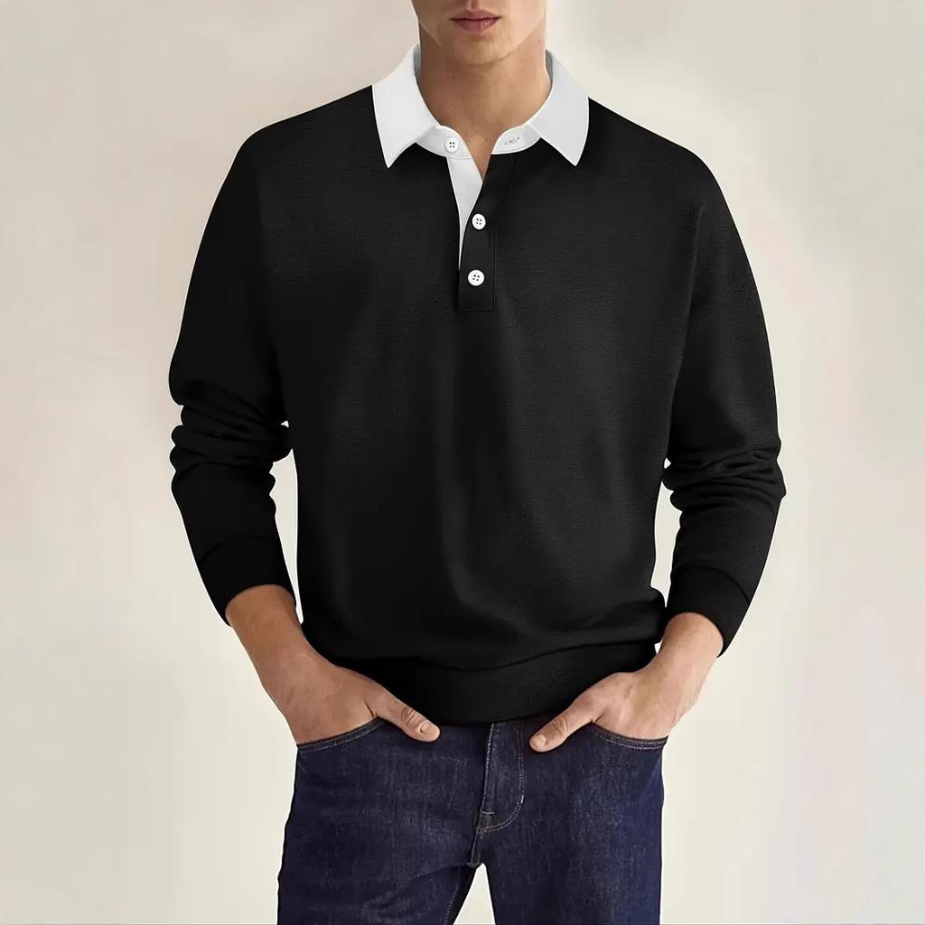 Autumn long-sleeved button-down collar men's casual polo shirt
