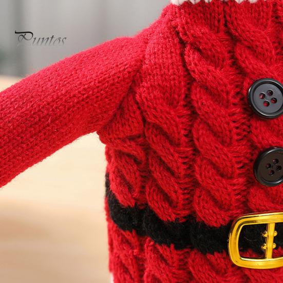 Weihnachts-Weinflaschenhülle, gestrickter Weihnachtsflaschenpullover mit Weihnachtsmannmütze für Wein, Champagner und Bierflaschen, Weihnachtsfeier-Dekoration
