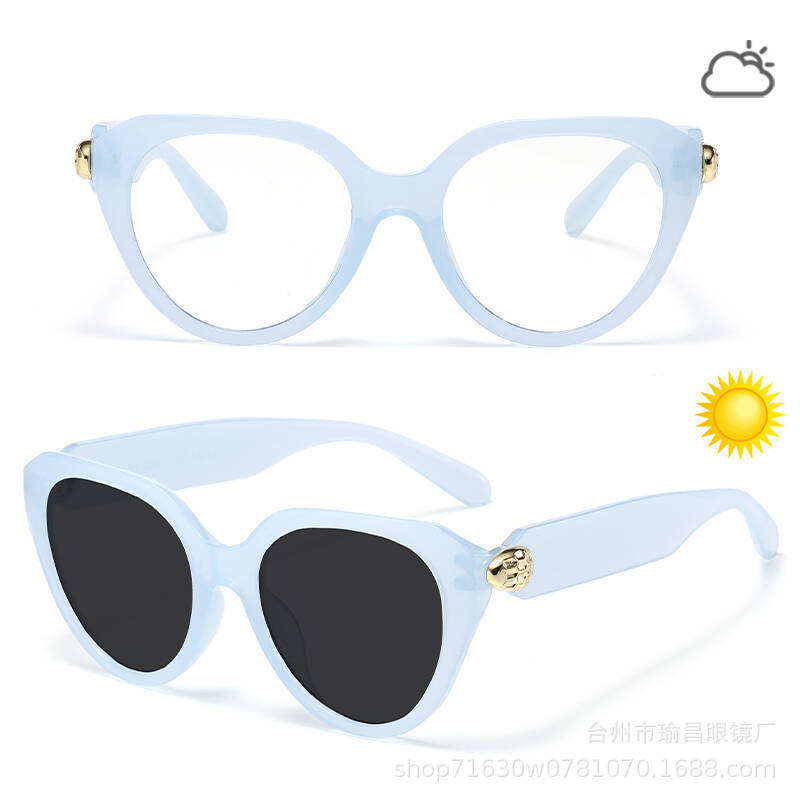 New fashion light luxury color-changing flat glasses UV-proof sunglasses for women, European and American men