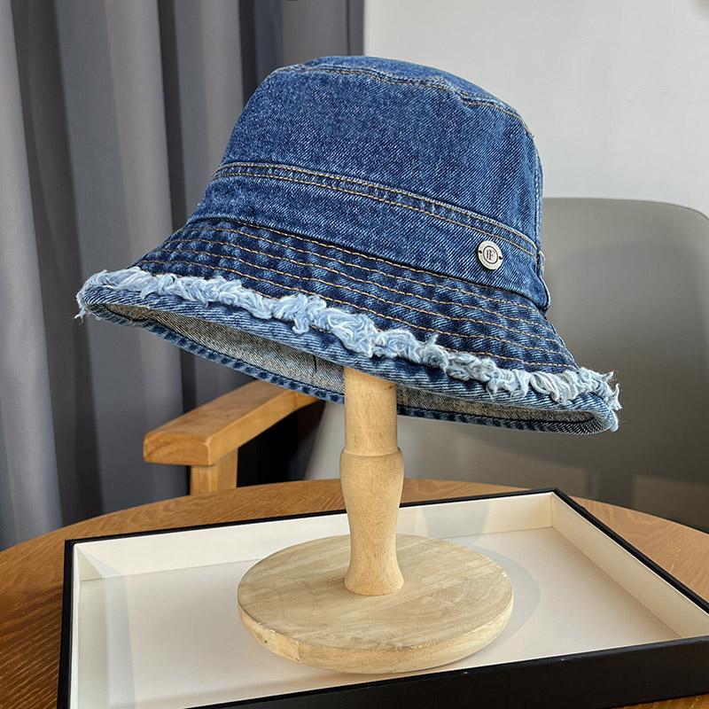 Raw Edge Washed Denim Fisherman Hat Children Spring and Summer Retro Old Versatile Fashion Sunscreen Sunshade Basin Hat