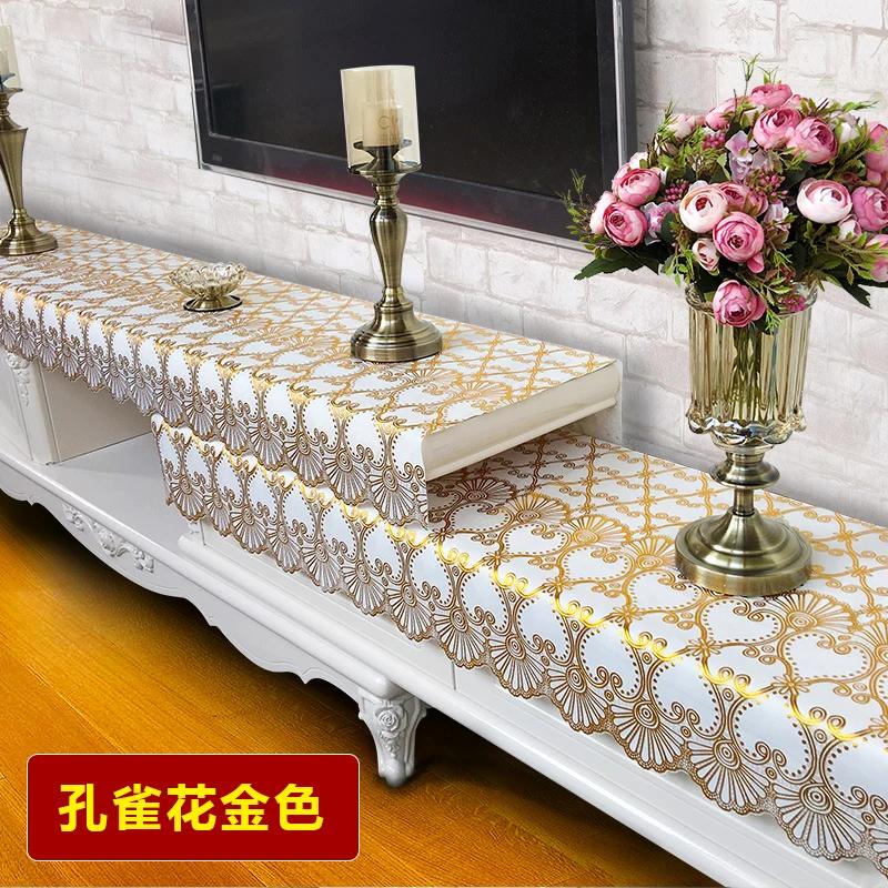 65cm Width TV Cabinet Tablecloth PVC Tablecloth Waterproof Shoe Cabinet Cloth Dressing Table Strip Plastic Dustproof Tablecloth
