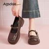 Augustine Single Shoes Women's 2025 New Summer Mary Jane Small Leather Shoes Shallow Thick Heel Retro with Skirt Sandals