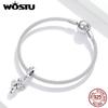 WOSTU 925 srebro mały aniołek metalowy wisiorek fit oryginalna bransoletka zrób to sam