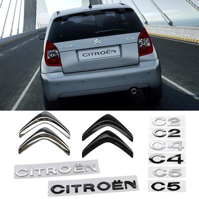 Black Silver for Citroën C1 C2 C4 C5 Elysee ABS Chrome Logo Emblem Letters Badge Exterior Car Styling Auto Rear Trunk Sticker